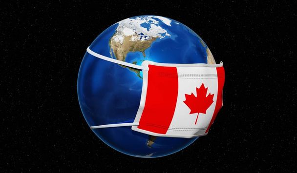 Globális pandedmikus koronavírus / influenza járvány - Kanada - 3d illusztráció - Fotó, kép