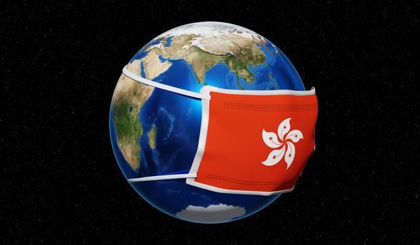 Globální pandedmická epidemie koronaviru / chřipky - Hongkong - 3D ilustrace - Fotografie, Obrázek