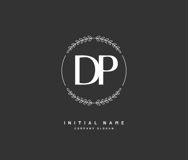 D P DP Красота вектор первоначальный логотип, почерк логотип начальной подписи, свадьба, мода, еврейская, бутик, цветочный и ботанический с творческим шаблоном для любой компании или бизнеса
. - Вектор,изображение