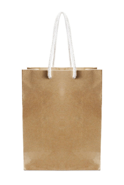 brown paper bag isolated on white background with clipping path.vertical image - Photo, Image