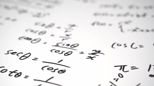 Slow Motion. Notes filled with mathematical formulas. Education concept. - Footage, Video