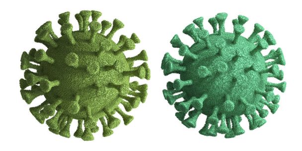 3D візуалізація коронавірусної клітини або ковідо-19 клітини ізольовані на білому
 - Фото, зображення