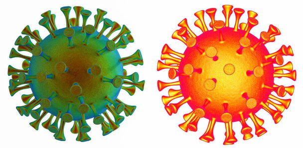 3d απόδοση coronavirus κυττάρων ή covid-19 κυττάρων που απομονώνονται σε λευκό - Φωτογραφία, εικόνα
