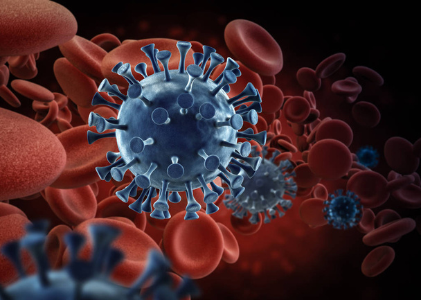 3d rendant coronavirus cellule ou covide-19 maladie cellulaire dans le sang
 - Photo, image