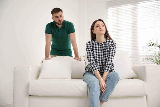 Unhappy young couple with relationship problems at home - Photo, Image