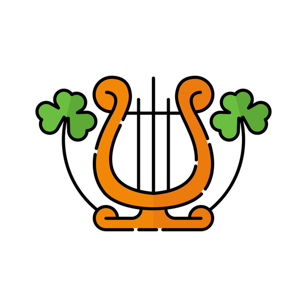 Harp platte pictogram vector illustratie. Harp pictogram ontwerp geïsoleerd op witte achtergrond. St. Patricks Dag vector illustratie. St. Patrick 's Day vector icoon trendy platte symbool voor website, teken, app, UI. - Vector, afbeelding