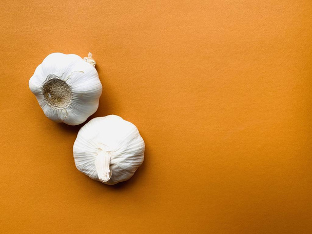 Garlics em fundo colorido com espaço de cópia
 - Foto, Imagem