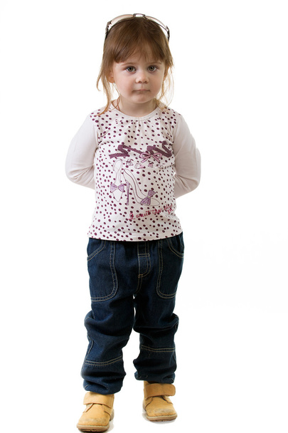 Little girl on the white background - Photo, Image