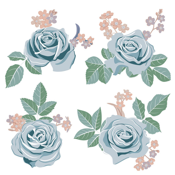 vector drawing flowers set - Vector, Image