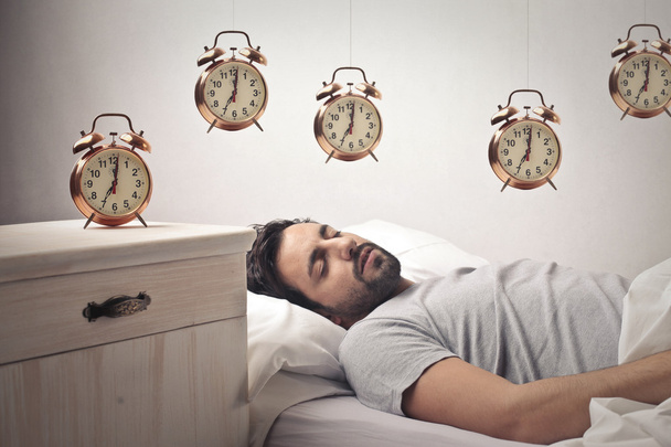 Man dreaming clocks - Foto, Imagem