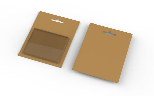 Paquete de producto Blister Illustration aislado sobre fondo blanco. Plantilla Mock Up listo para su diseño. ilustración 3d
 - Foto, imagen