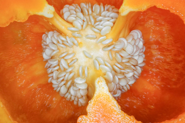 orange bell pepper in the macro section - Photo, Image