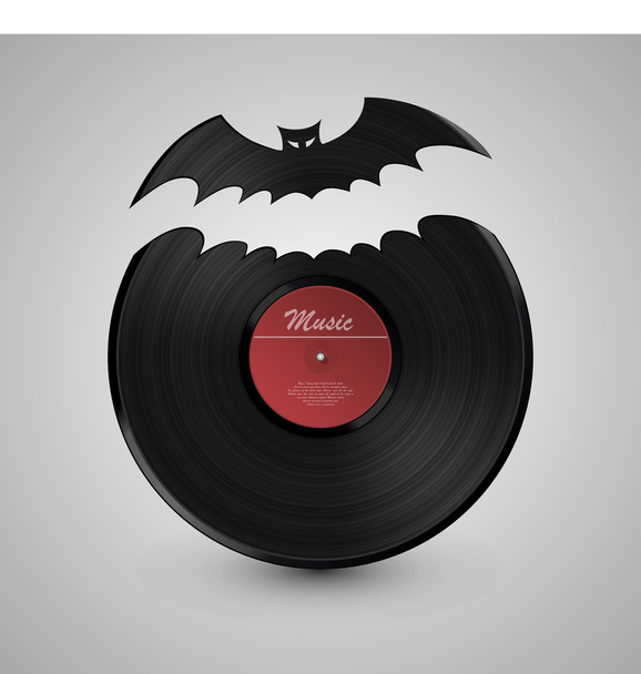 Bat vinyl disk - Διάνυσμα, εικόνα