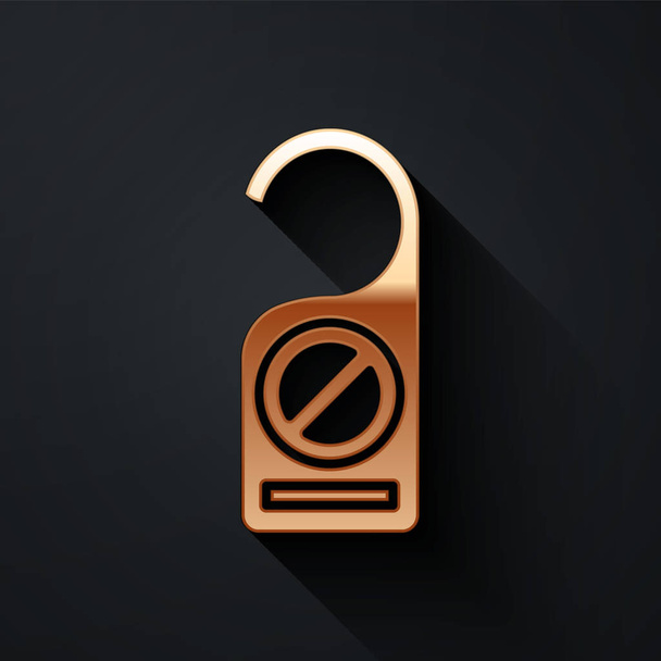 Gold Please do not disturb icon isolated on black background. Hotel Door Hanger Tags. Long shadow style. Vector Illustration - Vector, Image
