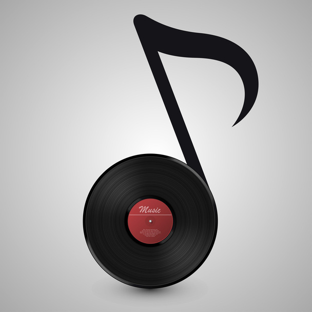 Abstract music background. Vinyl disk in the form of notes - Vector, Image