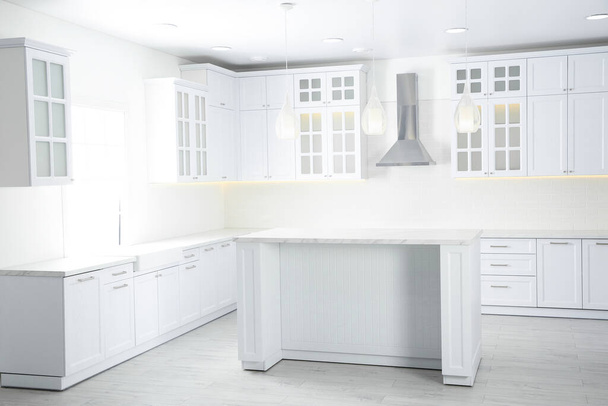 Interior of modern light kitchen with stylish furniture - Foto, Imagem