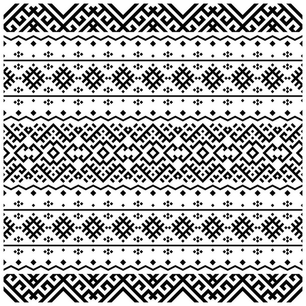 Diseño de patrones sin costuras étnicas Ikat Aztec en color blanco y negro. Ilustración étnica vector - Vector, imagen