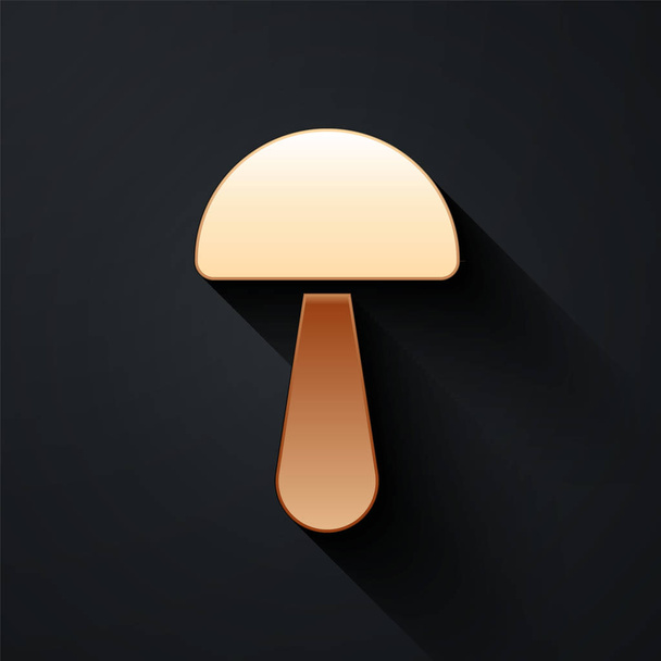 Gold Psilocybin mushroom icon isolated on black background. Psychedelic hallucination. Long shadow style. Vector Illustration - Vector, Image