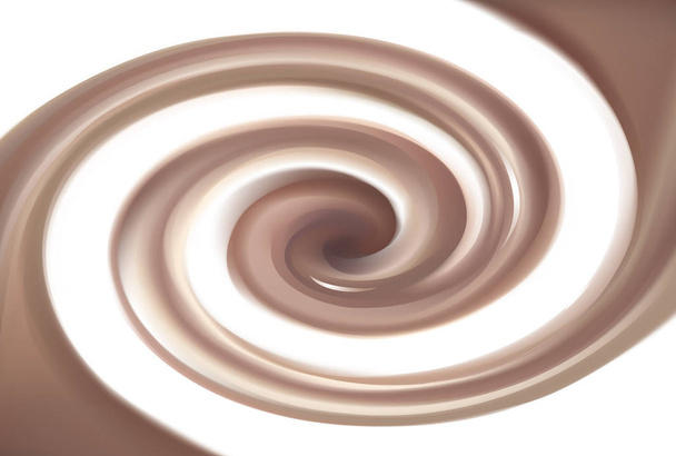 柔らかい素晴らしい混合光カーキ色曲線渦リップル贅沢が好き。甘いおいしいエクリュ渦巻流体の滑らかなチョコ cremy ソース面テキスト用のスペースと輝く乳白色白い境界線 - ベクター画像