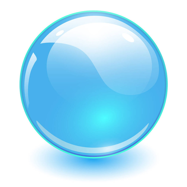 Glass sphere blue, vector shiny ball. - Vetor, Imagem
