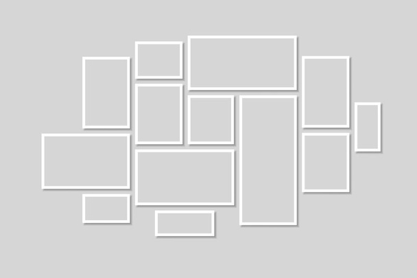 Колекція чорних кадрів. Шаблони обрамлення стін ізольовані на білому тлі. Порожня рамка для фотографій або зображень у музеї
 - Фото, зображення