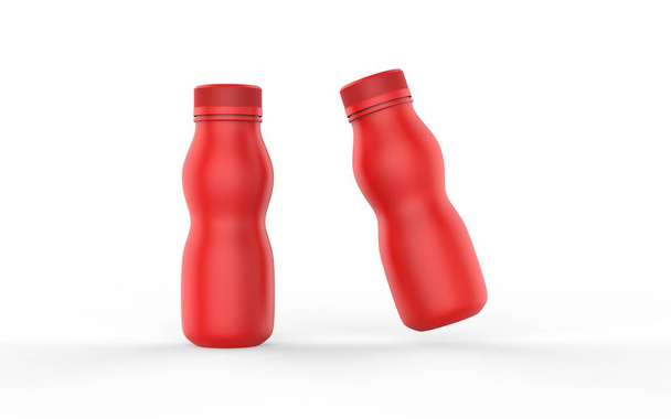 Realistische Plastikflasche für Joghurt oder Milch und andere Flüssigkeiten. Mock Up Template. 3D-Illustration - Foto, Bild
