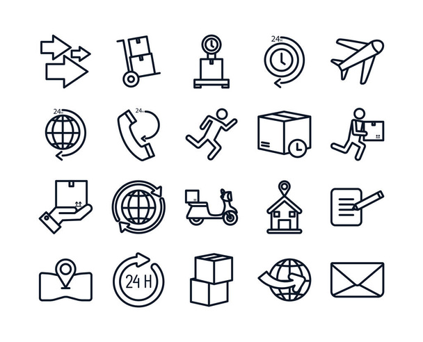 Isolated delivery line style icon set vector design - Vector, imagen