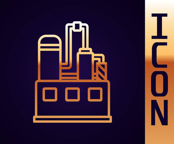 Linea oro Icona della fabbrica industriale di petrolio e gas isolata su sfondo nero. Illustrazione vettoriale
 - Vettoriali, immagini