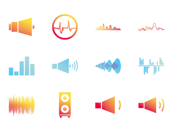 Olas aisladas y diseño de vectores de iconos de estilo gradiente de música
 - Vector, imagen