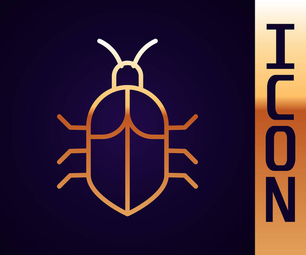Gold line System bug concept icon isolated on black background. Code bug concept. Bug in the system. Bug searching.  Vector Illustration - Vector, Image