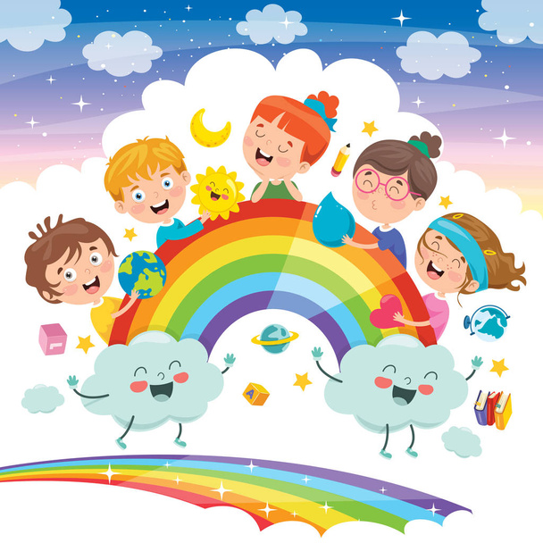 Concept Design With Funny Children - Vector, Image