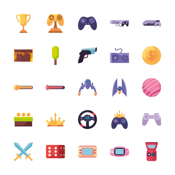 Isolated videogame line style icon set vector design - Vector, Image