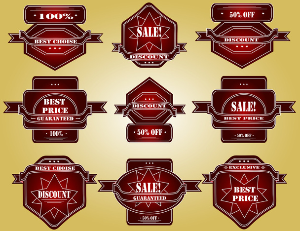 Set of red labels - Vector, Image