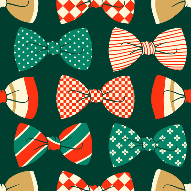 Vector seamless pattern with color vintage  butterfly tie. - Vector, imagen