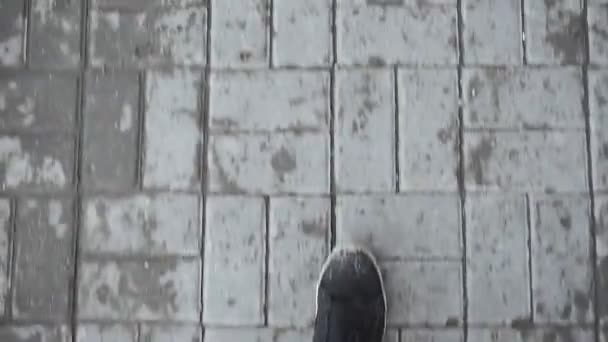 Lonely Guy Walks And Enjoying.Confidence Man Feet Walking On Road.Man Legs Walking On Park. - Footage, Video