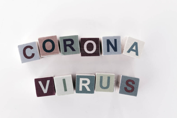 Coronavirus Game CUbe Letters on a White Background - Foto, afbeelding