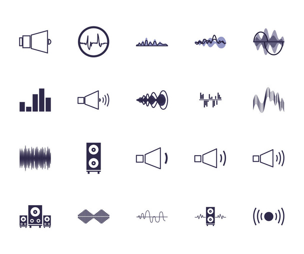 Ondas isoladas e design de vetor ícone de estilo de preenchimento de música
 - Vetor, Imagem