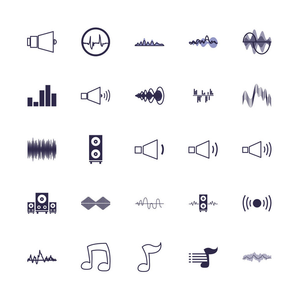 Isolated waves and music fill style icon vector design - Vector, Image