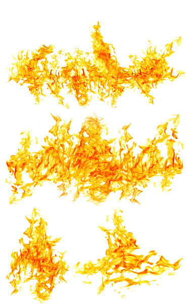 set van grote oranje vlammen - Foto, afbeelding