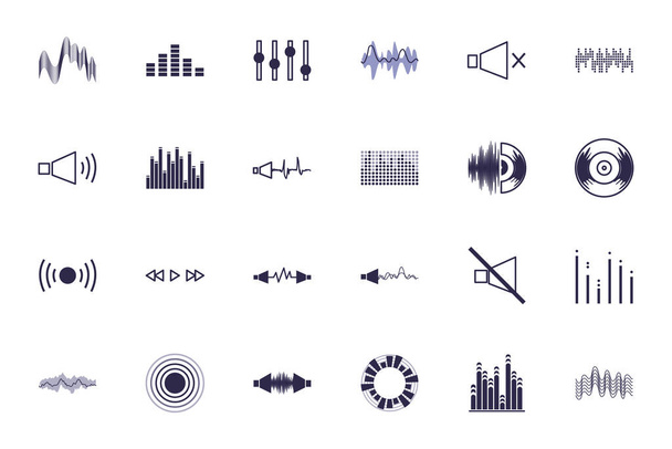 Μεμονωμένα κύματα και μουσική συμπληρώνουν στυλ εικονίδιο διανυσματικό σχεδιασμό - Διάνυσμα, εικόνα