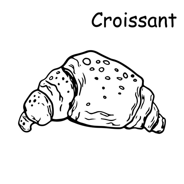 Croissant Aislado sobre un fondo blanco. El icono. Estilo Doodle
. - Vector, Imagen