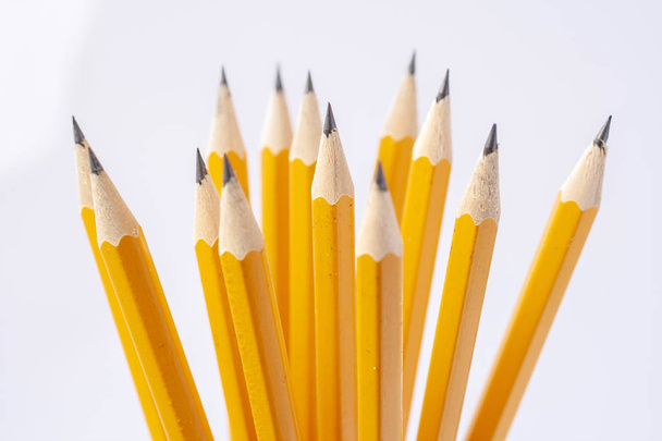 Gelbe Bleistifte auf weißem Hintergrund. - Foto, Bild