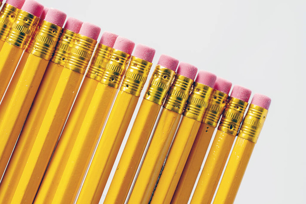 κίτρινα μολύβια σε λευκό φόντο. - Φωτογραφία, εικόνα