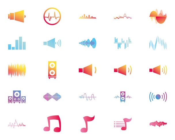 Olas aisladas y diseño de vectores de iconos de estilo gradiente de música
 - Vector, Imagen