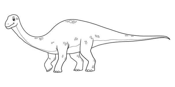 Диплодокумент Мультфільм Динозаври Ілюстрація BW
 - Вектор, зображення