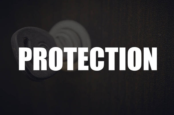 Protection word with blurring business background - Photo, Image