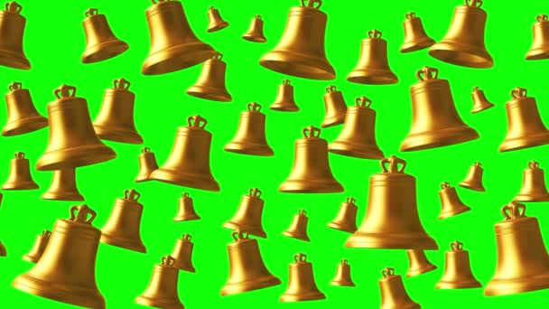 4K. Golden Ringing Bells On Green Screen. Loops. - Footage, Video
