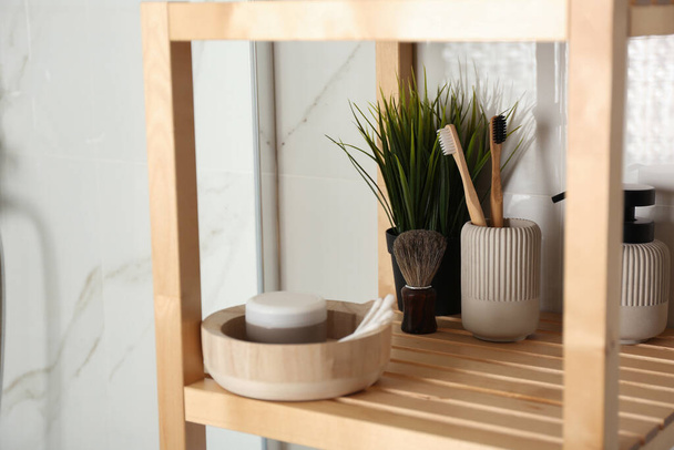 Shelving unit with toiletries in bathroom interior - Photo, Image