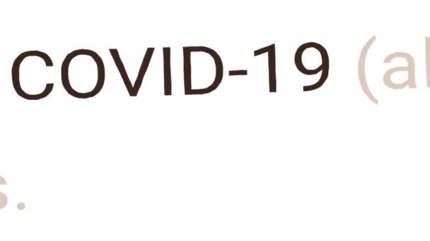 COVID-19, Coronavirus. Uitgelicht woord in de verschillende tekst. Concept voor nieuws of medische media. Gevaarlijk virus 2019-CONV verspreidt zich over de aarde. - Video