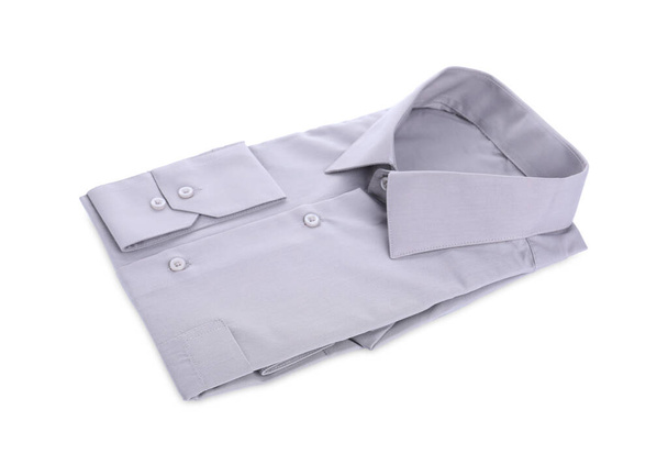 Stylish shirt isolated on white. Dry-cleaning service - Фото, зображення